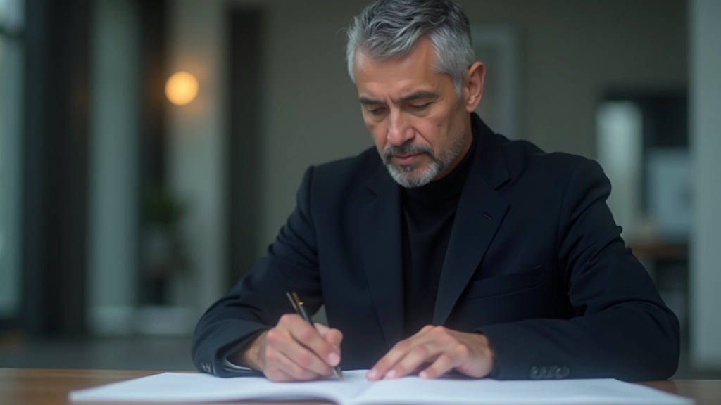 Lawyer reviewing estate documents with client in modern office setting, discussing inheritance planning