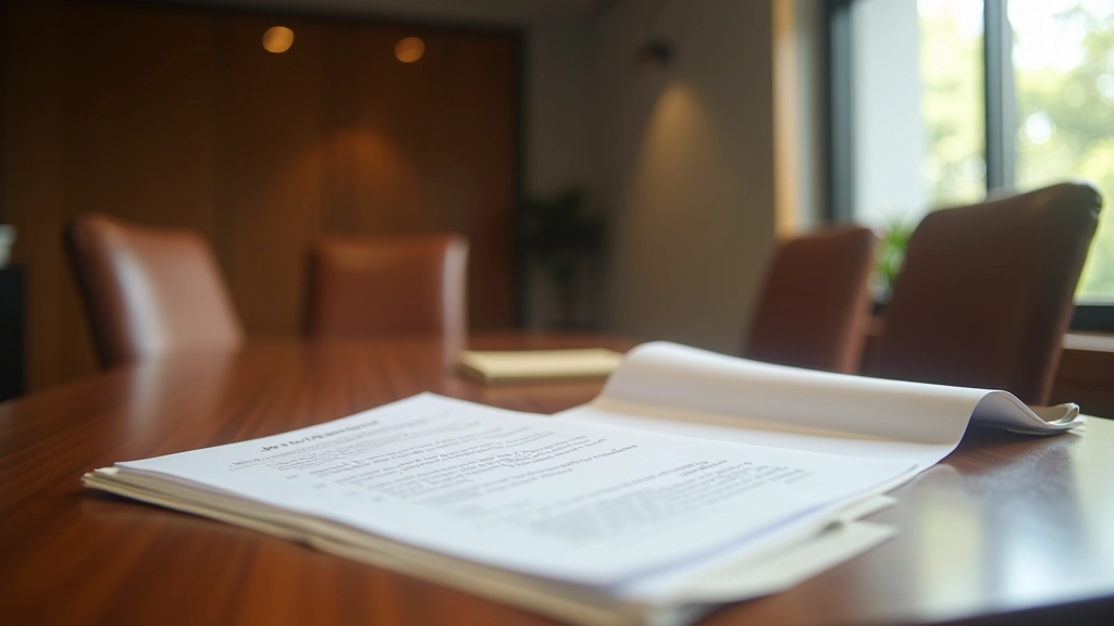 Modern estate planning office workspace with professional documents and comfortable consultation area